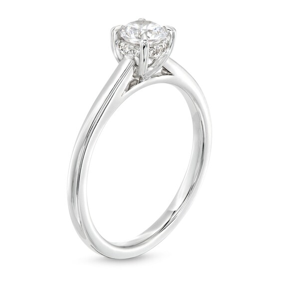 Certified Center Diamond Solitaire 1/2 CT. T.w. Hidden Halo Engagement Ring in 14K White Gold (I/I1)