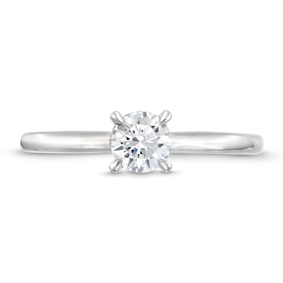 Certified Center Diamond Solitaire 1/2 CT. T.w. Hidden Halo Engagement Ring in 14K White Gold (I/I1)