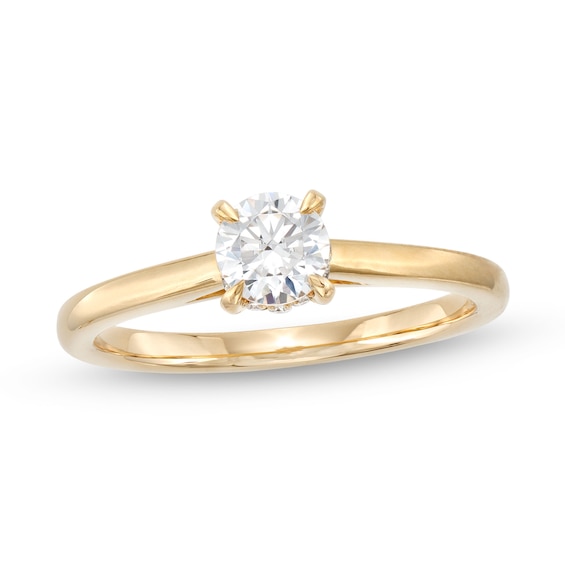 Certified Center Diamond Solitaire 1/2 CT. T.w. Hidden Halo Engagement Ring in 14K Gold (I/I1)