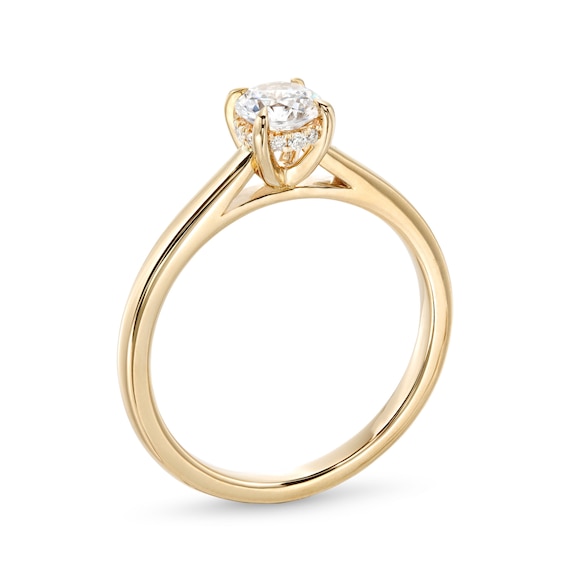 Certified Center Diamond Solitaire 1/2 CT. T.w. Hidden Halo Engagement Ring in 14K Gold (I/I1)