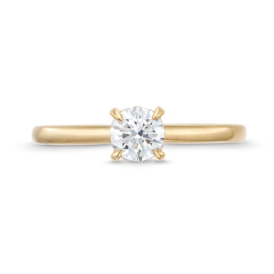 Certified Center Diamond Solitaire 1/2 CT. T.w. Hidden Halo Engagement Ring in 14K Gold (I/I1)