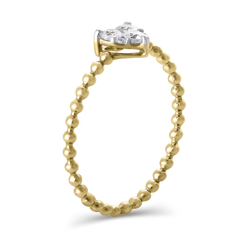 Main Image 2 of 1/4 CT. T.W. Heart Multi-Diamond Bead Shank Ring in 10K Gold