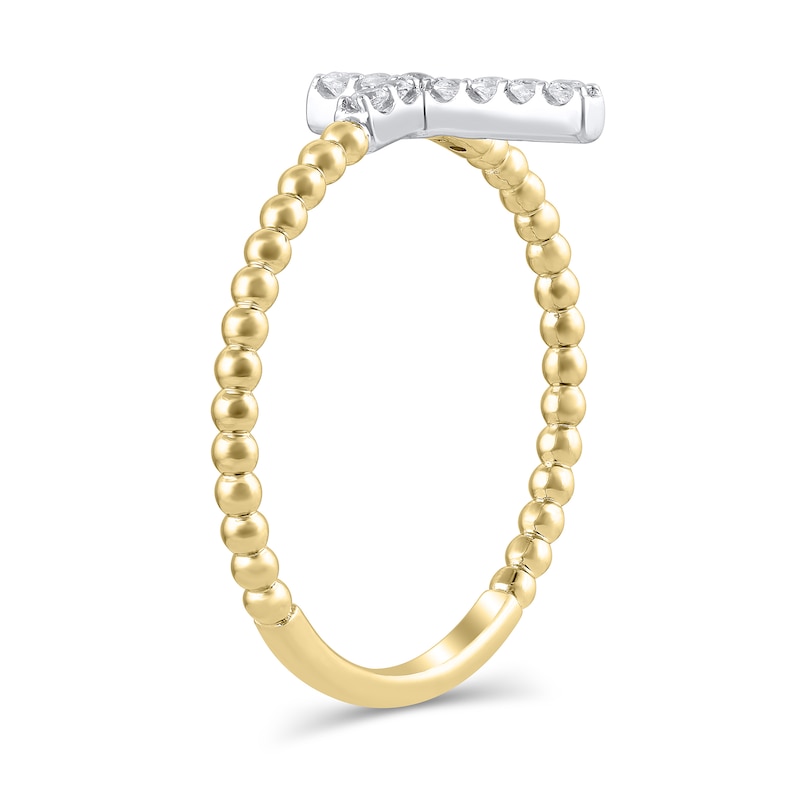 Main Image 2 of 1/10 CT. T.W. Diamond Cross Bead Shank Ring in 10K Gold