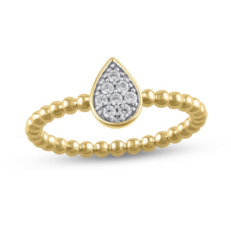 1/8 CT. T.W. Pear Multi-Diamond Bead Shank Ring in 10K Gold