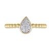 Thumbnail Image 2 of 1/8 CT. T.W. Pear Multi-Diamond Bead Shank Ring in 10K Gold