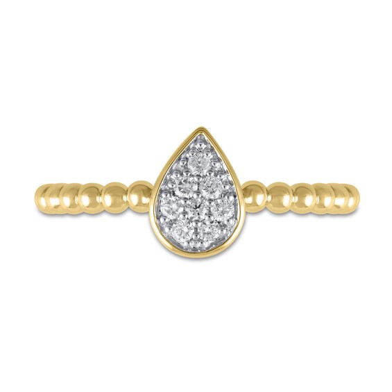 1/8 CT. T.w. Pear Multi-Diamond Bead Shank Ring in 10K Gold