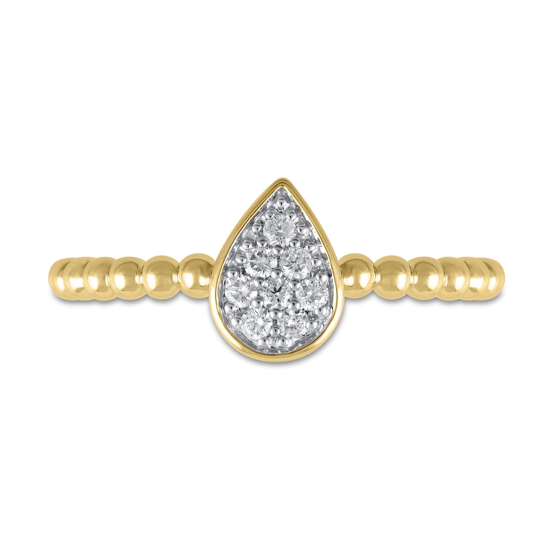 1/8 CT. T.W. Pear Multi-Diamond Bead Shank Ring in 10K Gold