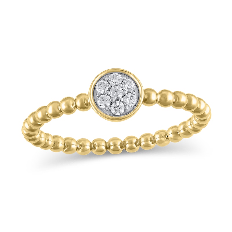 Main Image 1 of 1/10 CT. T.W. Round Multi-Diamond Bead Shank Ring in 10K Gold