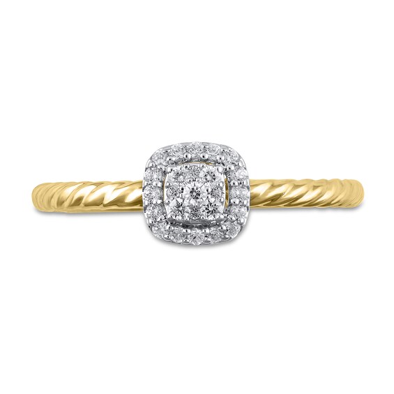 1/6 CT. T.w. Cushion Multi-Diamond Rope Shank Ring in 10K Gold