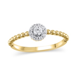 1/5 CT. T.W. Diamond Frame Bead Shank Ring in 10K Gold