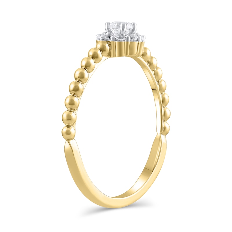 Main Image 2 of 1/5 CT. T.W. Diamond Frame Bead Shank Ring in 10K Gold