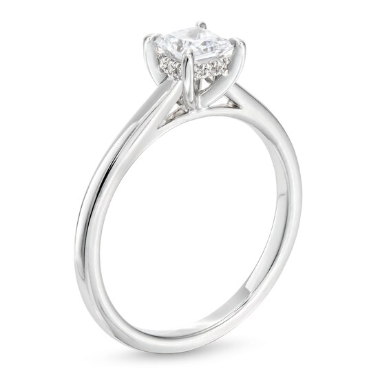 Certified Princess-Cut Center Diamond Solitaire 1/2 CT. T.w. Hidden Halo Engagement Ring in 14K Gold (I/I1