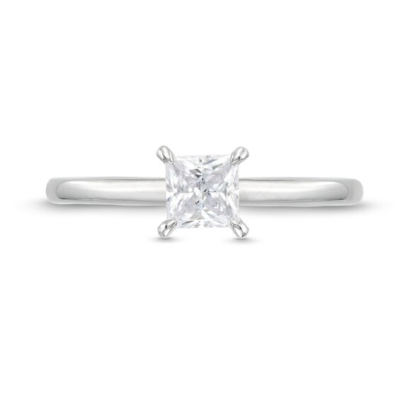 Certified Princess-Cut Center Diamond Solitaire 1/2 CT. T.w. Hidden Halo Engagement Ring in 14K Gold (I/I1