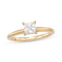 Certified Princess-Cut Center Diamond Solitaire 1/2 CT. T.W. Hidden Halo Engagement Ring in 14K Gold (I/I1)