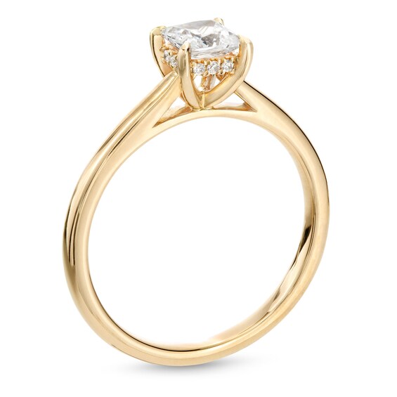 Certified Princess-Cut Center Diamond Solitaire 1/2 CT. T.w. Hidden Halo Engagement Ring in 14K Gold (I/I1)