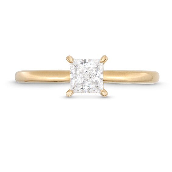 Certified Princess-Cut Center Diamond Solitaire 1/2 CT. T.w. Hidden Halo Engagement Ring in 14K Gold (I/I1)