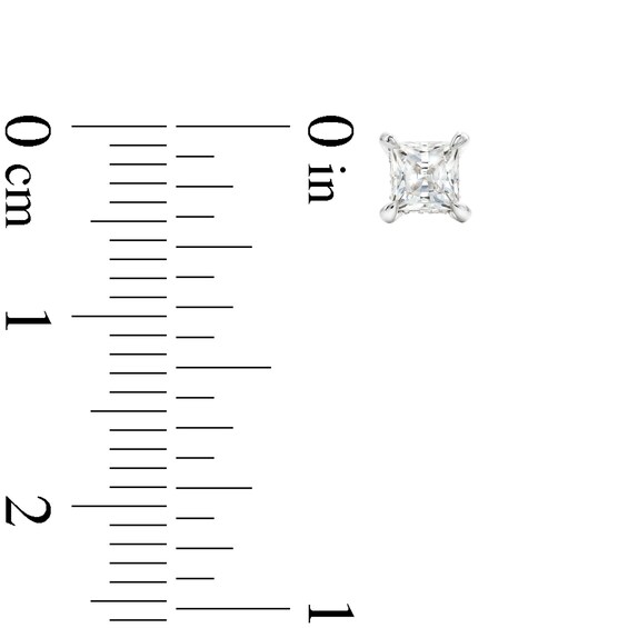 Certified Princess-Cut Center Diamond Solitaire 5/8 CT. T.w. Hidden Halo Stud Earrings in 14K White Gold (I/I1)