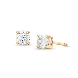 Certified Center Diamond Solitaire 5/8 CT. T.W. Hidden Halo Stud Earrings in 14K Gold (I/I1)