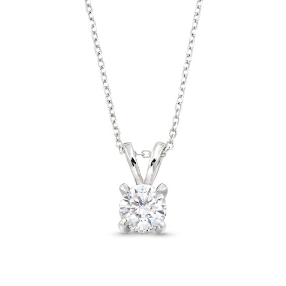 Certified Center Diamond Solitaire 1/2 CT. T.w. Halo Hidden Pendant in 14K White Gold (I/I1)