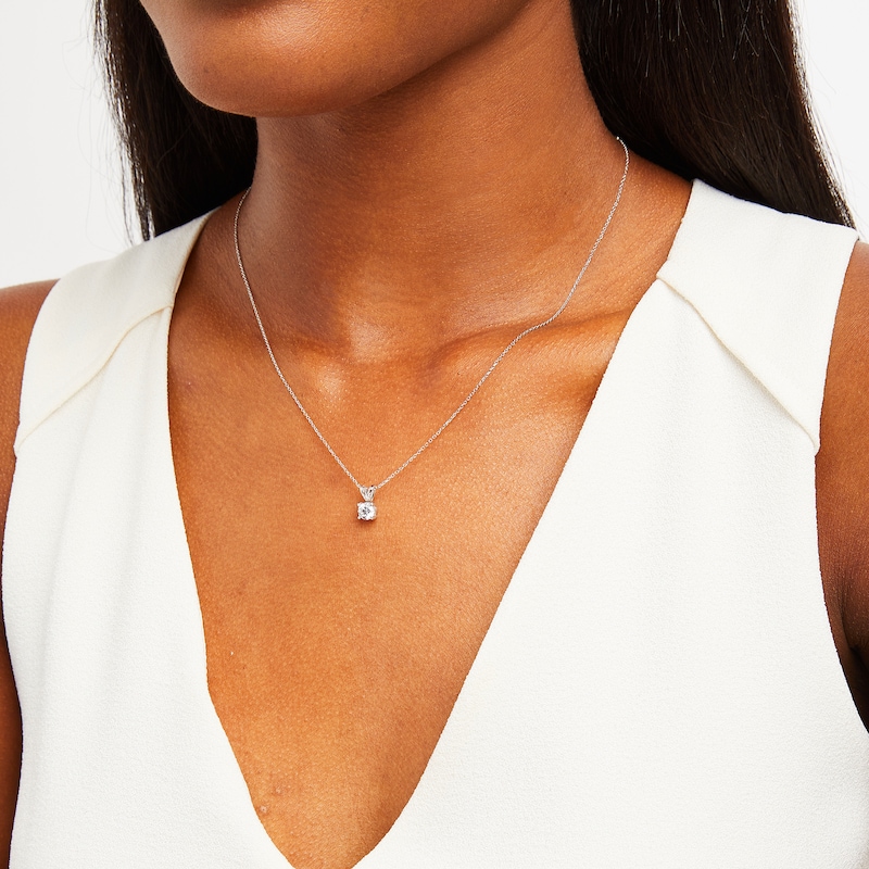 Main Image 2 of Certified Center Diamond Solitaire 1/2 CT. T.W. Halo Hidden Pendant in 14K White Gold (I/I1)