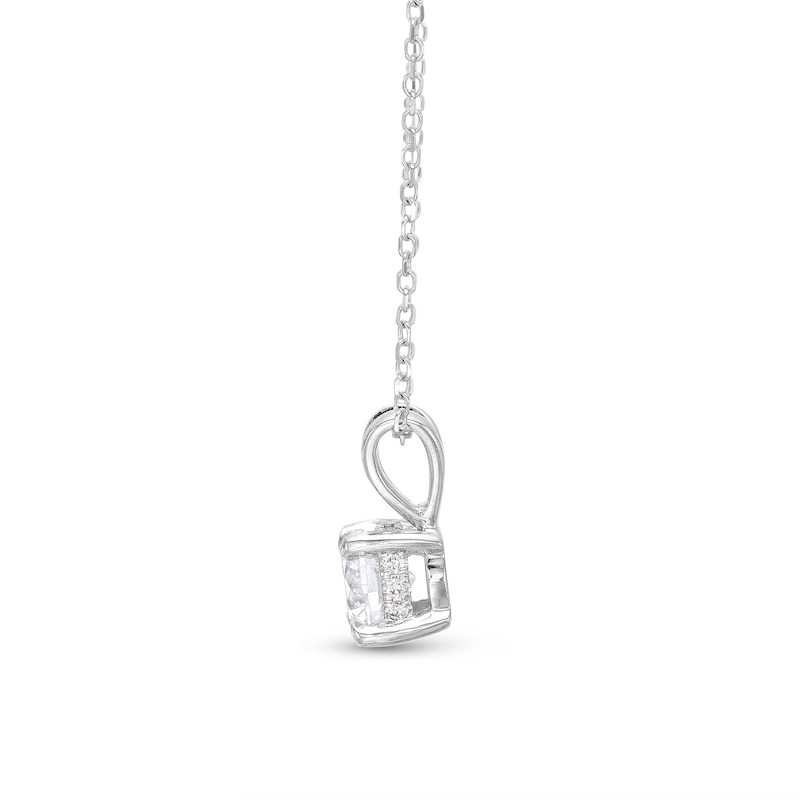 Main Image 3 of Certified Center Diamond Solitaire 1/2 CT. T.W. Halo Hidden Pendant in 14K White Gold (I/I1)
