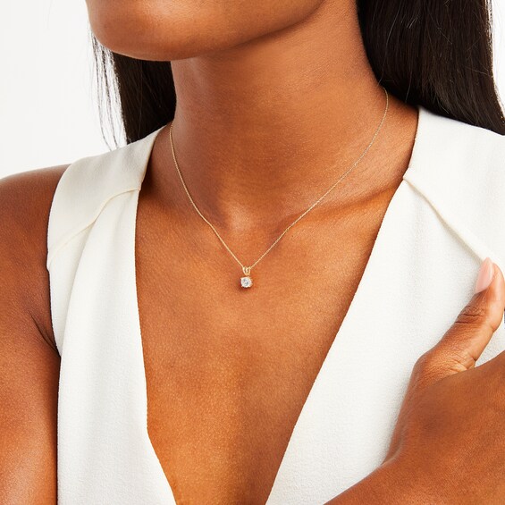 Certified Center Diamond Solitaire 1/2 CT. T.w. Hidden Halo Pendant in 14K Gold (I/I1)
