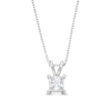 Thumbnail Image 1 of Certified Princess-Cut Center Diamond Solitaire 1/2 CT. T.W. Hidden Halo Pendant in 14K White Gold (I/I1)