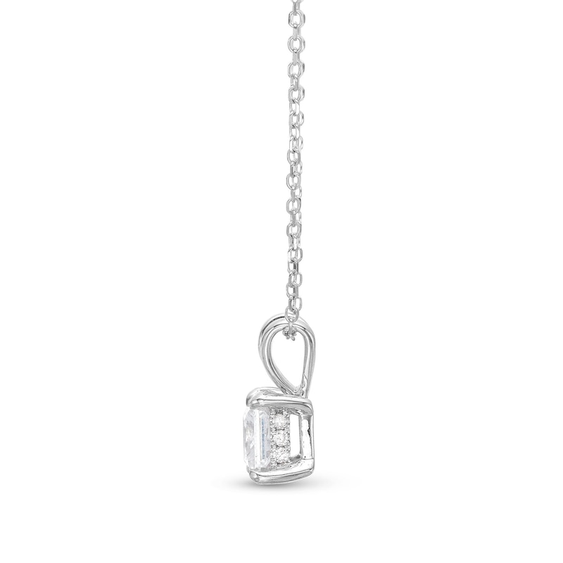 Main Image 3 of Certified Princess-Cut Center Diamond Solitaire 1/2 CT. T.W. Hidden Halo Pendant in 14K White Gold (I/I1)