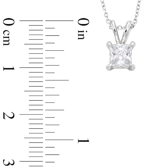 Certified Princess-Cut Center Diamond Solitaire 1/2 CT. T.w. Hidden Halo Pendant in 14K White Gold (I/I1)