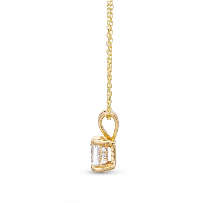 Main Image 3 of Certified Princess-Cut Center Diamond Solitaire 1/2 CT. T.W. Hidden Halo Pendant in 14K Gold (I/I1)