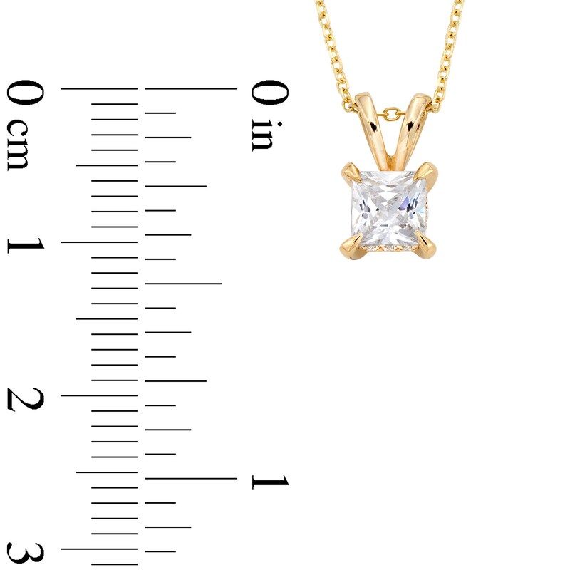 Main Image 4 of Certified Princess-Cut Center Diamond Solitaire 1/2 CT. T.W. Hidden Halo Pendant in 14K Gold (I/I1)