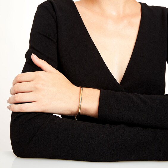 Polished 3.2mm Bangle in Hollow 14K Gold - 7.5"