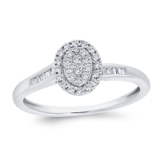 1/4 CT. T.w. Oval Multi-Diamond Frame Bypass Ring in 10K White Gold