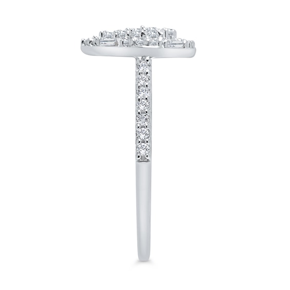 1/2 CT. T.w. Pear Multi-Diamond Teardrop Frame Ring in 10K White Gold