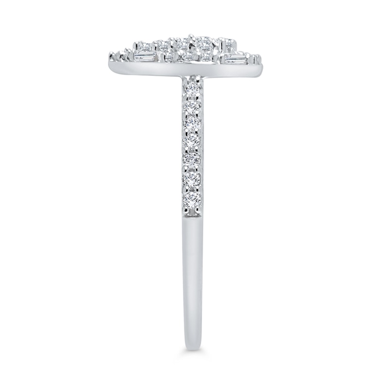 Main Image 2 of 1/2 CT. T.W. Pear Multi-Diamond Teardrop Frame Ring in 10K White Gold