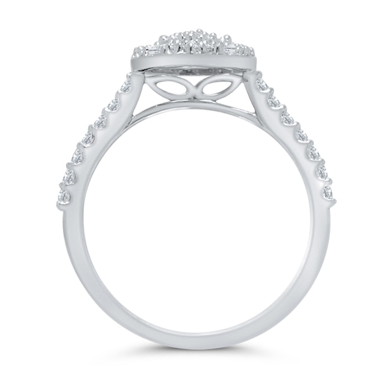 1/2 CT. T.w. Pear Multi-Diamond Teardrop Frame Ring in 10K White Gold
