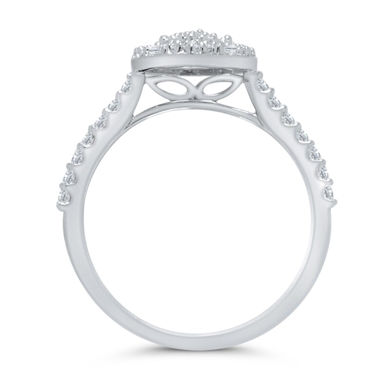 Main Image 3 of 1/2 CT. T.W. Pear Multi-Diamond Teardrop Frame Ring in 10K White Gold