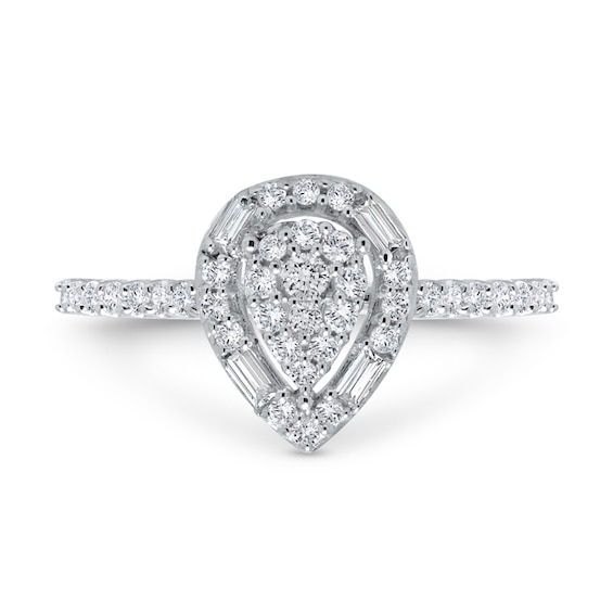 1/2 CT. T.w. Pear Multi-Diamond Teardrop Frame Ring in 10K White Gold