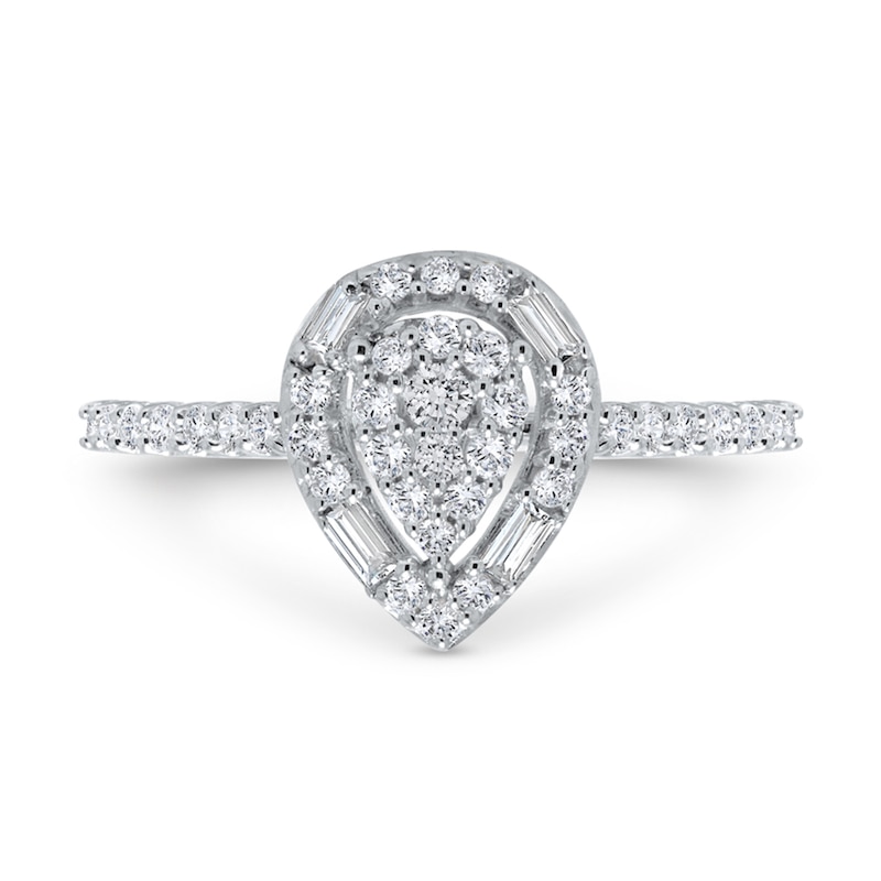 Main Image 4 of 1/2 CT. T.W. Pear Multi-Diamond Teardrop Frame Ring in 10K White Gold