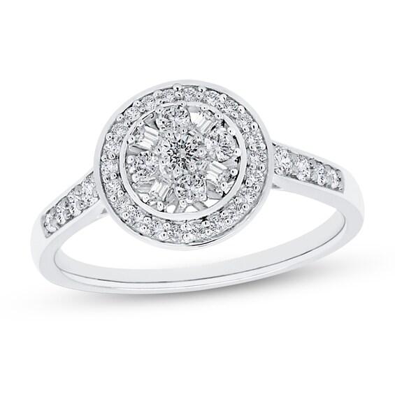 3/8 CT. T.w. Multi-Diamond Frame Ring in 10K White Gold
