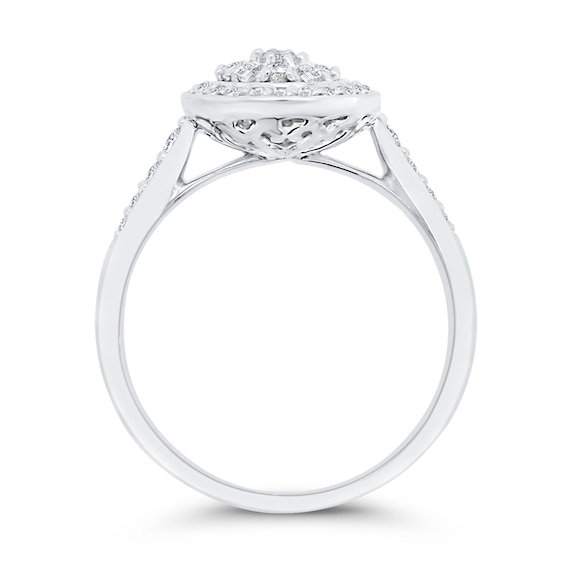 3/8 CT. T.w. Multi-Diamond Frame Ring in 10K White Gold