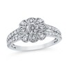 Thumbnail Image 1 of 3/4 CT. T.W. Diamond Flower Frame Double Row Split Shank Ring in 10K White Gold