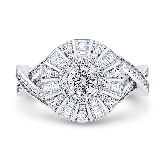 1 CT. T.w. Diamond Windmill Frame Criss-Cross Shank Ring in 10K White Gold