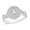 Thumbnail Image 1 of 5/8 CT. T.W. Diamond Floral Frame Ornate Vintage-Style Ring in 10K White Gold