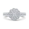 Thumbnail Image 3 of 3/4 CT. T.W. Diamond Pinwheel Frame Double Row Vintage-Style Ring in 10K White Gold