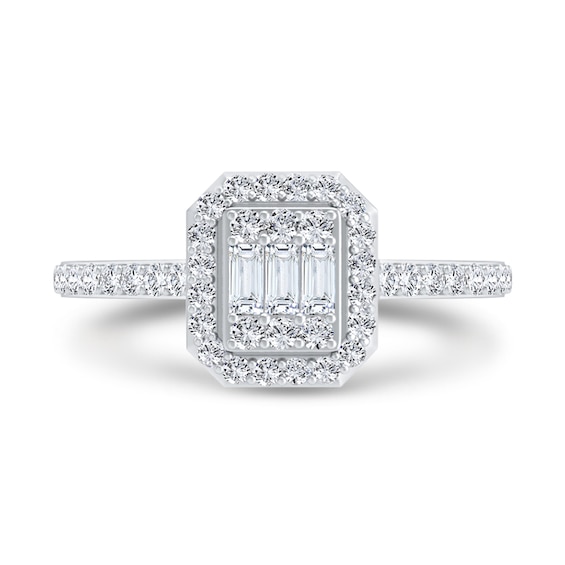 3/8 CT. T.w. Emerald Multi-Diamond Frame Ring in 10K White Gold