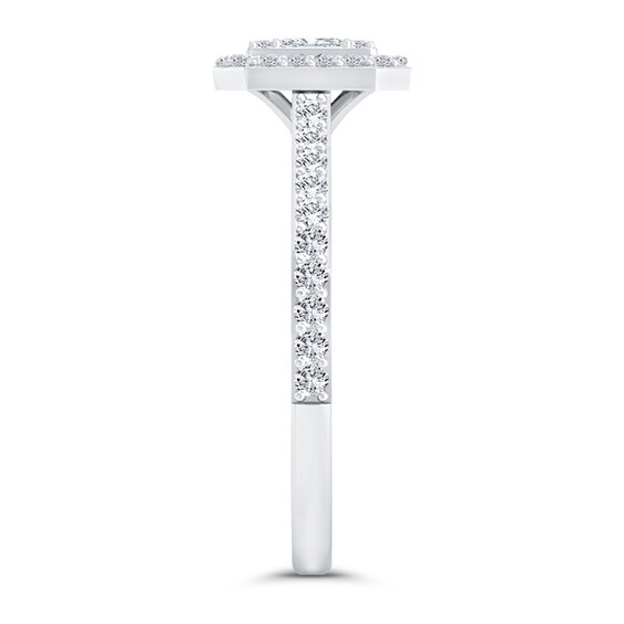3/8 CT. T.w. Emerald Multi-Diamond Frame Ring in 10K White Gold