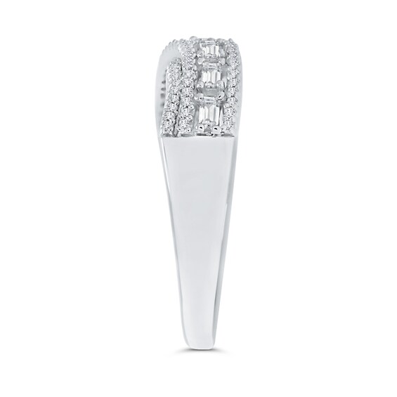 1/4 CT. T.w. Baguette Diamond Edge Wavy Band in 10K White Gold