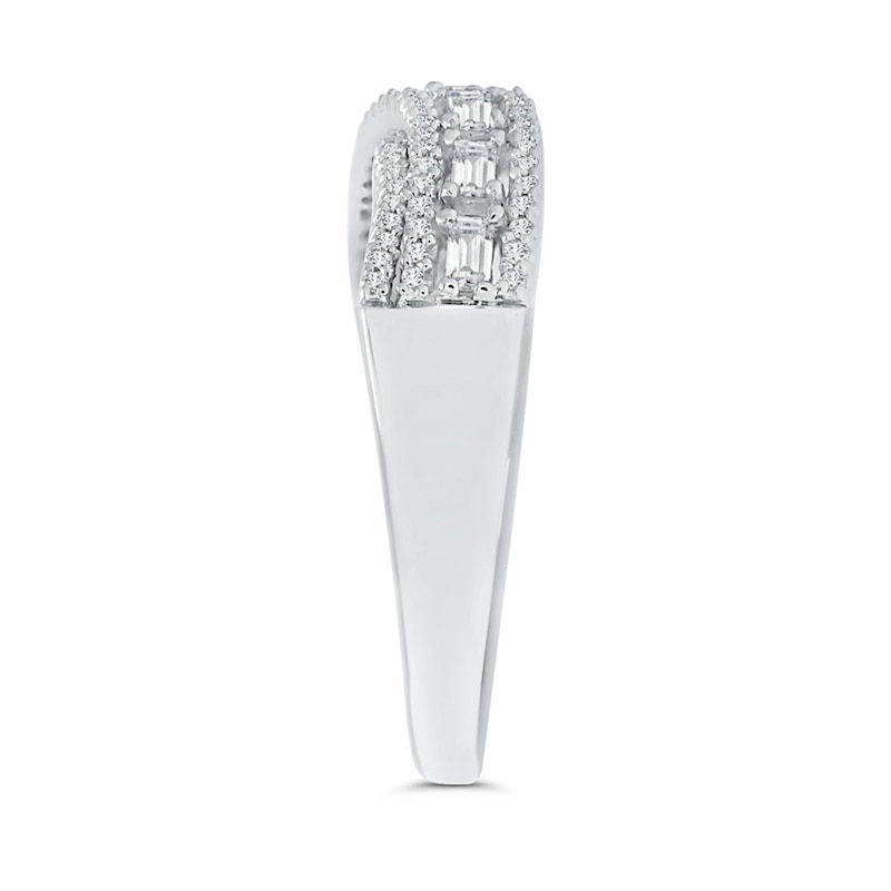 Main Image 2 of 1/4 CT. T.W. Baguette Diamond Edge Wavy Band in 10K White Gold