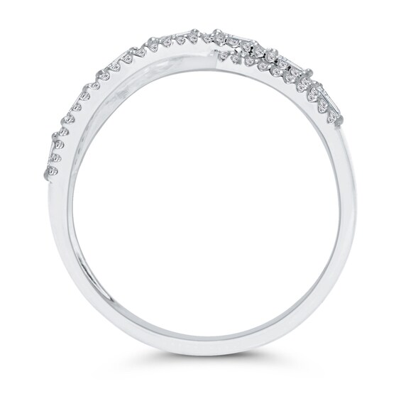 1/4 CT. T.w. Baguette Diamond Edge Wavy Band in 10K White Gold